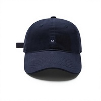 Casquette de baseball en coton à 6 panneaux avec visière Smile-Face, broderie machine, tendance, extra-large, quatre saisons, polyvalente pour homme adulte