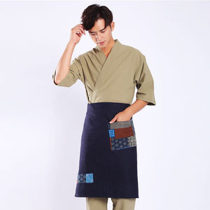 Tenue de travail unisexe pour serveurs de sushi, uniforme de chef en coton tissé lavé de style <span class=keywords><strong>japonais</strong></span> pour <span class=keywords><strong>restaurant</strong></span> - Product Image 3