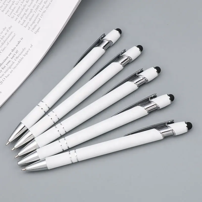סיטונאי קידום מכירות פרימיום מתנת מתכת לבנה עט עט עט כדורי עם הדפס לוגו מותאם אישית