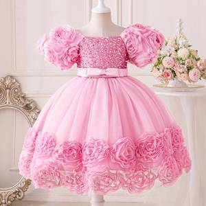 Robe de princesse en tulle rose à paillettes pour petites filles, costume de cosplay, robe de tutu pour anniversaire d'enfants, collection MS 2025, vente chaude - Product Image 2