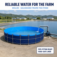 Bassin d'aquaculture modulaire WOLIZE à structure galvanisée, avec revêtement en PVC écologique, assemblage par boulons, certifié CE ISO, personnalisable, directement de l'usine