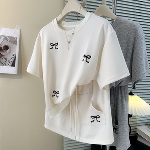 Set <span class=keywords><strong>completo</strong></span> da <span class=keywords><strong>donna</strong></span> per sport estivi per il tempo libero ampio t-shirt a maniche corte gonne pantaloncini abiti sottili a due pezzi con decorazione Logo - Product Image 3