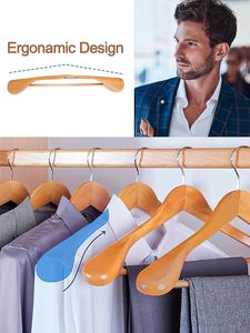 Vente en gros de cintres en bois avec barre de pantalon antidérapante 360 crochet pivotant Lot de 30 logo personnalisé pour chemises vestes pantalon robe manteau - Product Image 5