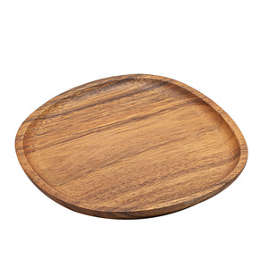 <b>Walnut</b> Wood Serving Tray Egg Shape Solid Color Tea <b>Coffee</b> Snack Plate Hotel Use - Product Image 5