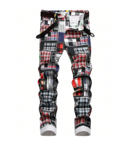 Nuovi pantaloni a quadretti da uomo-Design colorato a scacchi misti, ideale per le tendenze Streetwear e Y2K, Casual e d'avanguardia - Product Image 1