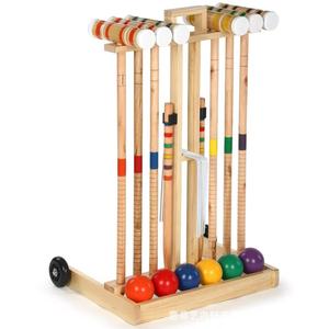 Ensemble de croquet d'extérieur en bois pour l'exportation, jeu sportif pour enfants sur gazon, ensemble en bois massif pour six personnes, petite balle de croquet. - Product Image 2