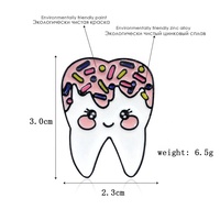 Populaire petite taille dent forme dur émail doux épingles badge dessin animé personnalisé personnaliser accessoires dentiste broche épinglette dents
