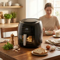 Friteuse à air numérique sans huile 1800W 8L, économe en énergie, avec protection contre la surchauffe et multifonction, en acier inoxydable intelligent
