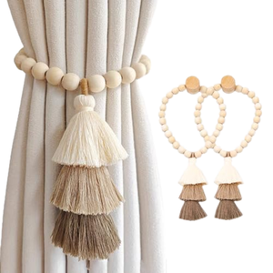 Accessoires de décoration intérieure style moderne, élégant, en bois, avec perles, pour extérieur, attache de rideau, cordon de retenue, cadre de rideau - Product Image 1