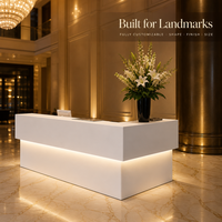 Bureau de réception en forme de L de luxe en MDF pour hôpital, restaurant, hôtel, salon