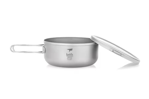 Boîte à lunch portable légère en titane pur de qualité supérieure 800 ml gris argenté sablé, bols empilables compacts avec poignée pliable - Product Image 5