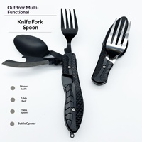 Bestseller Nouveau Couteau Fourchette Cuillère Pliant Multifonctionnel d'Extérieur Outil Portable pour Camping Randonnée en Matériau PP