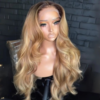 Vente en gros de cheveux indiens vierges bruts sans colle 613 Perruque Highlight Ombre brun miel blond HD Lace Front Perruque de cheveux humains colorés