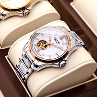 Montre mécanique analogique pour homme Mige Luxury Gold en acier inoxydable 316L, cristal saphir, élégante, à cadran ajouré, automatique