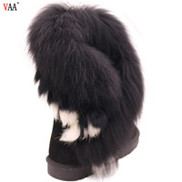 Bottes d'hiver/automne en cuir thermique mi-mollet pour femmes avec fourrure de renard, personnalisables avec logo et couleur, support ODM/OEM, vente en gros
