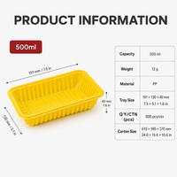 Barquette d'emballage alimentaire en plastique PP rectangulaire personnalisée, compatible micro-ondes, pour viande fraîche et poisson, barquette blister pour viande