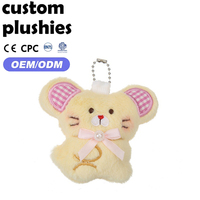 Porte-monnaie en peluche doux et moelleux personnalisé, motif Mini Souris, jaune, petit portefeuille à fermeture éclair avec intérieur à carreaux roses pour filles, cadeau