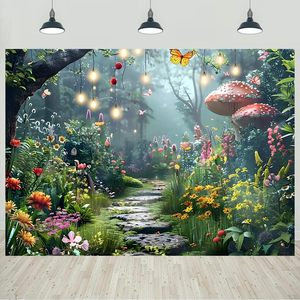 Toile de fond personnalisée avec motif de forêt enchantée, pays des merveilles magique au printemps, pour fête d'anniversaire, Noël, remise de diplôme, décorations de fond, Chine - Product Image 2