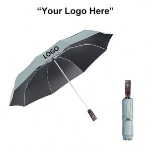 Parapluie automatique noir transparent à double usage, pliage en trois, fonction de pliage inversé, conception mécanique simple, jours ensoleillés et pluvieux - Product Image 3