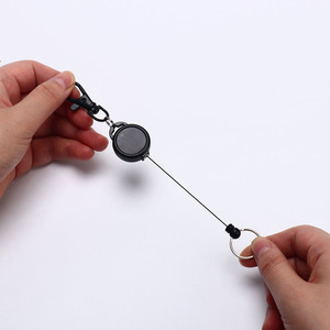 25mm Preto Fly Pesca Zinger <span class=keywords><strong>Retractor</strong></span> para Anglers Vest Pack Wire Rope Telescópica KeychainHeavy Duty Retrátil <span class=keywords><strong>Badge</strong></span> Reel - Product Image 3
