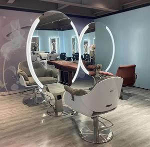 Station de <span class=keywords><strong>salon</strong></span> de coiffure de luxe, miroir rond de maquillage, <span class=keywords><strong>salon</strong></span> de beauté - Product Image 4