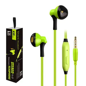 Kin Earphone Bass berat, Earphone Mini dengan mikrofon, Headphone ponsel In Ear Audio 3.5mm, Headphone Bass berat