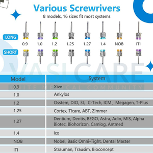 Kit de Llaves Universales para Implantes Dentales Vaslcare, Certificado CE, Torque Ajustable 10-70Ncm, 16 Destornilladores para Reparación - Product Image 6