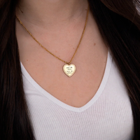 Collar Jietao de Acero Inoxidable Chapado en Oro de 18K con Corazón Grabado Personalizado, Borde de Circonitas, Espacio en Blanco para Escritura a Mano, Joyería para Mujer, Regalo de San Valentín