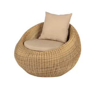 Best price beach balcony leisure round rattan metal frame fabric outdoor sofa and table