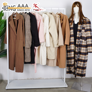 KingAAA Abrigo Largo de Lana Cruzado de Segunda Mano para Mujer, Chaqueta de Tweed Vintage Usada sin Forro, Retro con Botones para Invierno - Product Image 1