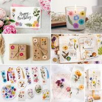 Autocollants à thème de fleurs pressées autocollants en résine florale séchée autocollants autocollant de journalisation botanique pour Scrapbook
