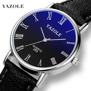 Yazole 268 كبيرة الحجم أزياء الأعمال ساعة رجالي للماء حزام التخصيص ساعات للزوجين