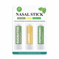 Bâtonnets nasaux éco-responsables pour booster l'énergie, 3 unités, menthe poivrée, citron, eucalyptus, aromathérapie, vigilance, étudiants, conducteurs, usine