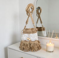 Sac de plage en paille tressé vintage bohème avec franges, personnalisé par le créateur, sac à bandoulière pour femme, idéal pour les vacances d'été – Fournisseur direct usine