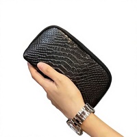 Dompet Panjang Wanita Kulit Asli 2025 Baru Elegan Clutch Bermotif Buaya Tas Tangan Poliester Portabel dengan Resleting Tas Ponsel