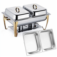 Réchaud de buffet rectangulaire triple en acier inoxydable, modèle FLY, pour hôtels et restaurants