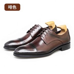Luxury Breathable <b>Pointed</b> Toe Lace-Up Men's Formal Business Shoes Genuine Leather Upper Lightweight Anti-Slip Office Career - Product Image 6
