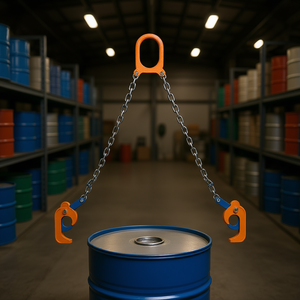 Elevador de bidones G80 D0100XU486G, capacidad de 2000 libras, cadena de 3/8 pulgadas, gancho deslizante de acero de longitud fija estilo triangular para bidones de plástico y metal - Product Image 2