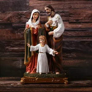 新树脂耶稣宗教家庭家具家居桌面装饰宗教雕塑耶稣家庭十字架耶稣雕像