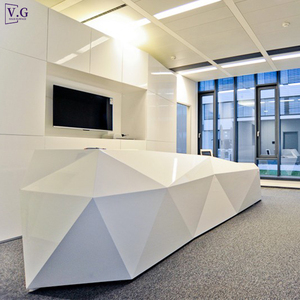 Mostrador de Recepción <span class=keywords><strong>para</strong></span> 2 Personas, Diseño Blanco sin Costuras, Superficie Sólida, Forma de Diamante, <span class=keywords><strong>para</strong></span> Área de Espera de Oficina - Product Image 4