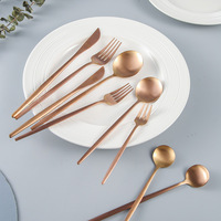 Ensemble de couverts en acier inoxydable mat doré de qualité supérieure, ensemble de couteaux, fourchettes et cuillères de luxe pour les dîners, les mariages et la vaisselle de restaurant