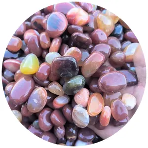 Natural Polished Tumbled Colored Agate Pebbles for Decorative