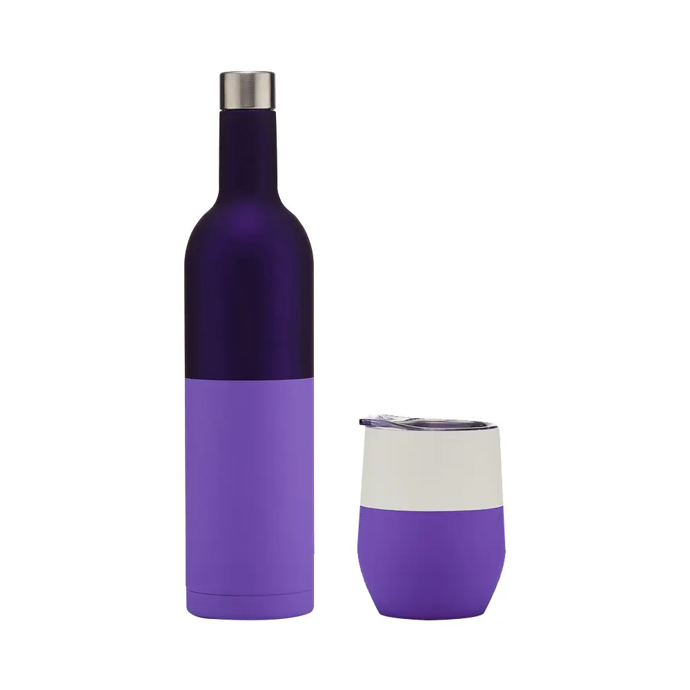 ערכות מתנה מותאמות אישית עם קיר כפול נירוסטה מבודד בקבוק יין עם פותחן חולץ פקקים