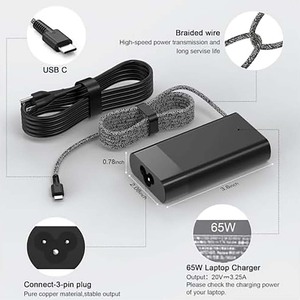 อะแดปเตอร์ AC แบบ Type-C ระดับเชิงพาณิชย์ 65W สำหรับ HP, แรงดันไฟฟ้า 19.5V 3.33A เสถียร ป้องกันการโอเวอร์โหลด ปลั๊กหลายภูมิภาค - Product Image 6