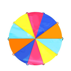 Parachute de jeu arc-en-ciel de haute qualité pour diverses occasions, 10 pieds, avec poignée, pour enfants - Product Image 3