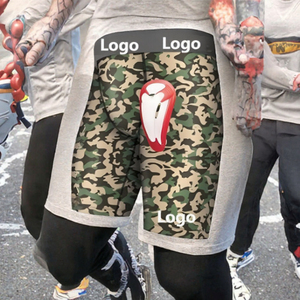 Shorts Bermuda noirs pour hommes, séchage rapide, avec cordon de serrage à la taille et poches latérales, vêtements de sport décontractés - Product Image 3