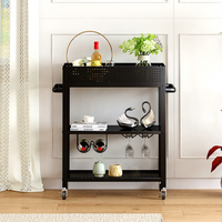 Chariot de rangement multifonctionnel en métal moderne pour îlot de cuisine, avec casier à vin et étagère de rangement, composants détachables