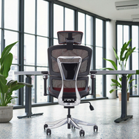 Chaise de bureau ergonomique pivotante en maille moderne pour visiteurs et cadres, avec dossier haut, soutien lombaire 3D, accoudoirs réglables, garantie 3 ans