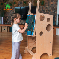 Tour d'apprentissage Montessori pliable moderne en contreplaqué, aide de cuisine pour enfants, marchepied pour tout-petits avec glissière, utilisation en chambre