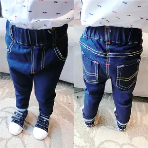 Jeans en tissu denim délavés à la mode pour enfants et garçons, dernière conception d'automne